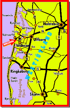 Karte rund um den Ringkoebing Fjord